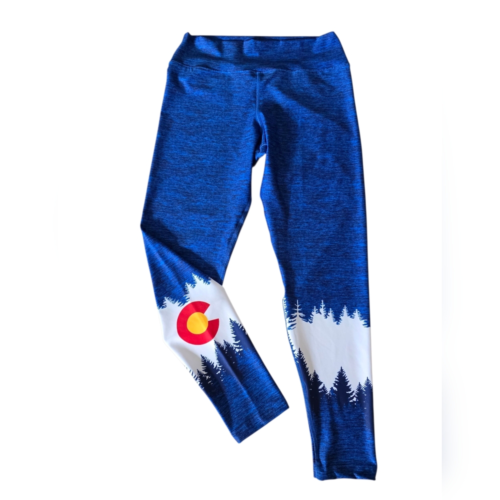 Askels Royal Blue Colorado Flag Athletic Fit Moisture Wicking Ankle Leggings XL